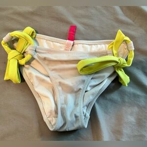 VICTORIA’S SECRET YELLOW AND WHITE SIDE TIE BATHING SUIT BOTTOM